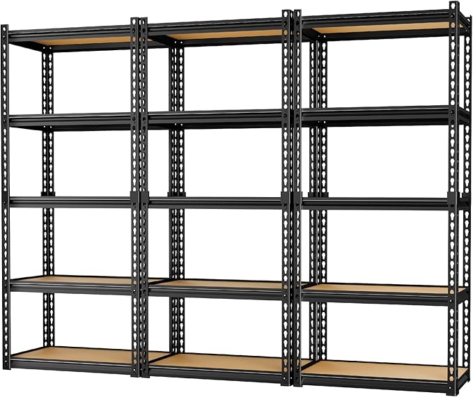 LEVELEVE 5-Tier Heavy Duty Storage Shelving Unit, 2020 lbs Capacity, Adjustable Metal Utility Shelf, 30" L x 12" W x 60" H for Garage, Kitchen, Pantry, Basement, Bathroom, Laundry,3 Pack