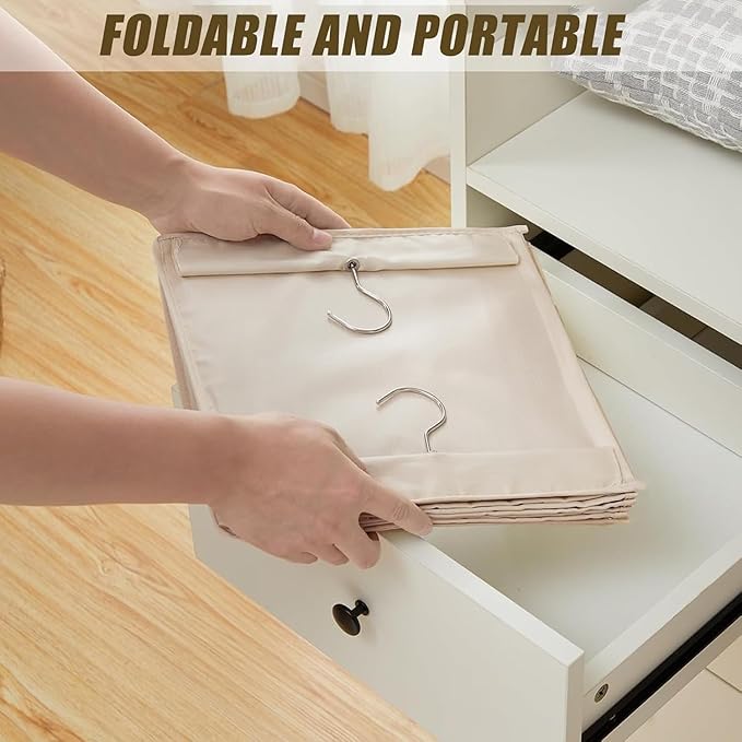 Hanging Closet Organizer 6-Shelf, Beige Storage Solution with Side Pockets for Clothes, Shoes, and Accessories, Closet Organizers and Storage, Send Goods from Local Warehouse