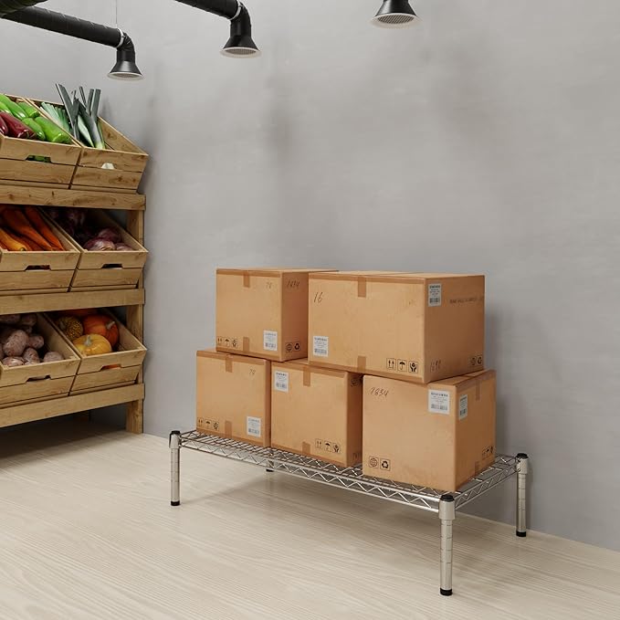 18" Deep x 36" Wide x 8" Height 1-Tier Wire Shelving Kit | NSF Commercial Storage Rack Unit