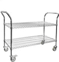 Northsky 2-Shelf Wire Utility Cart on Wheels, Chrome Finish Rolling Metal Shelving with Wheels, 550lb Capacity, 47" x 18" x 38" 47 in x 17.5 in x 38 in, 2 Tier Rolling Cart for Kitchen Bar Storage Use
