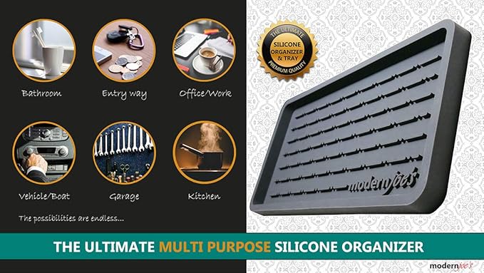 Sponge Holder - Sink Caddy Organizer - Kitchen Bath Vanity Tray - Soap, Cleaning Brush, and Scouring Pad Multi-use Silicone Tray – Non-Slip, Heat Resistant and Dishwasher Safe – 11” X 5.5” - Gray