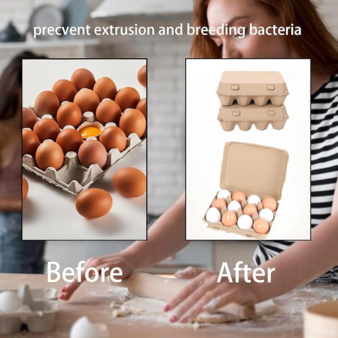 20 Pack Egg Cartons Bulk, 3x4 Style Reusable Empty Natural Paper Pulp Egg Cartons, Sturdy Design Egg Holder Containers for Fresh Chicken Eggs