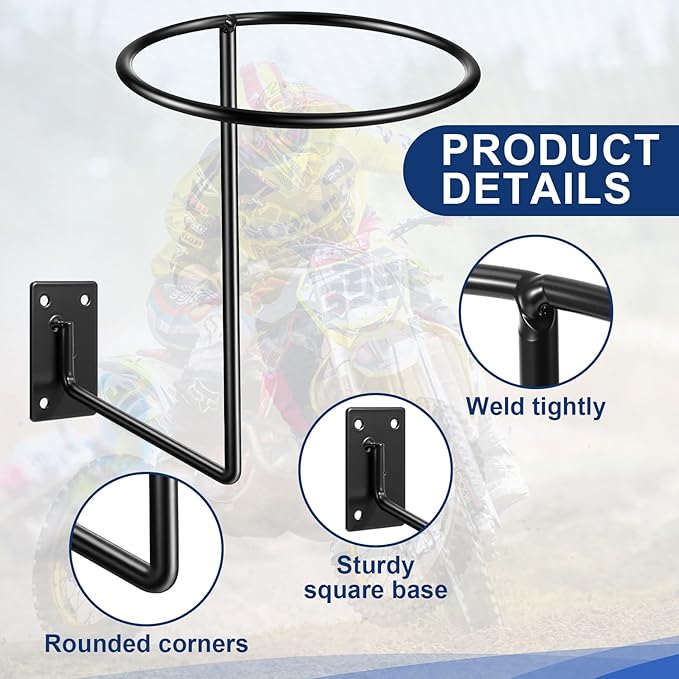 3 Pack Helmet Hanger Wall Mount Motorcycle Helmet Rack Metal Ball Holder for Basketball Volleyball Football Multifunctional Display Hook Stand for Cap Hat Wig Riding Jacket Coat
