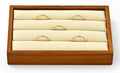 Solid Wood 3-Slots Jewelry Ring Display Tray Showcase Small Jewelry Display Organizer Tray for Rings(M,Beige)