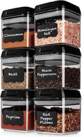 Shazo 6 PC Airtight Food Storage Containers + 6 Spoons - BPA Free Clear Plastic Snack & Spice Containers with Easy Lock Lids - Kitchen and Pantry Organization for Herbs, Coffee, Tea - 0.5L / 2.1 Cups