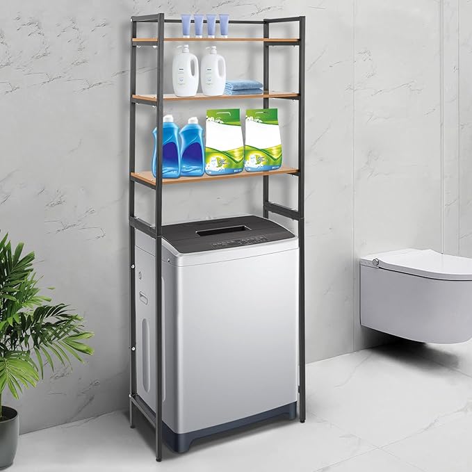 Gdrasuya10 Over The Washer and Dryer Storage Shelf for Laundry Room, 3 Tier Standing Washer Storage Utility Rack Laundry Storage Shelf Organizer Space Save for Home
