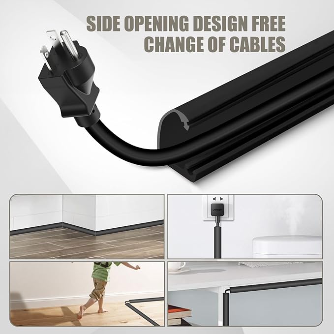 Silicone Wall Wire Hider, Side Open Wire Covers for Cords on Wall, 3.3FT Self-Adhesive Flexible Cord Hider for Mounted TV, Home Office, Cavity 0.63" W x 0.31" H