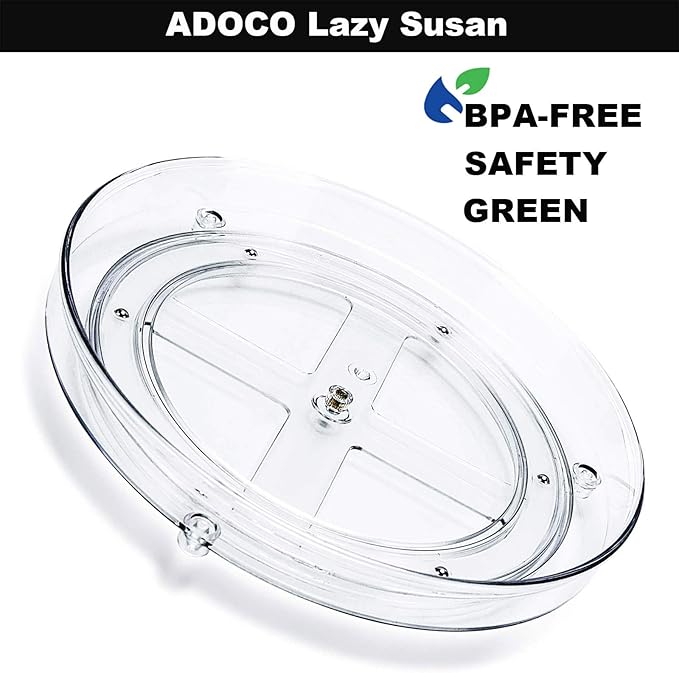 3 Tier Lazy Susan Bathroom Organizer - 9.25 Inch Clear Makeup Organizer with Skincare and Perfume Storage for Countertop