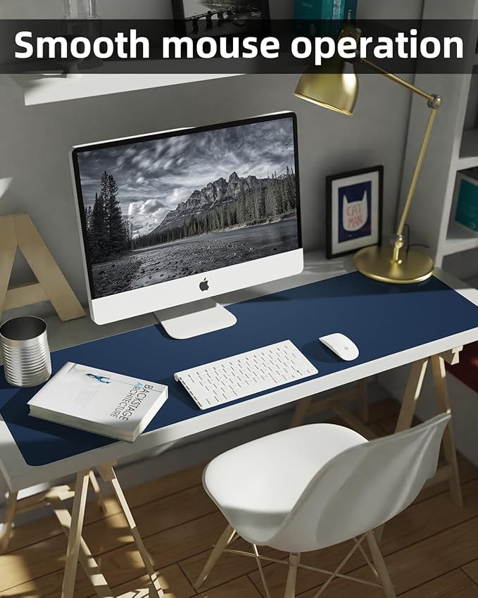 Desk mat Large, Leather Desk Pad Protector,Office Desk Mat,Mouse Pad, Non-Slip Desk Blotter, Laptop Desk Pad, Waterproof Desk Writing Pad for Office&Home (Midnight Blue, 48" x 24")