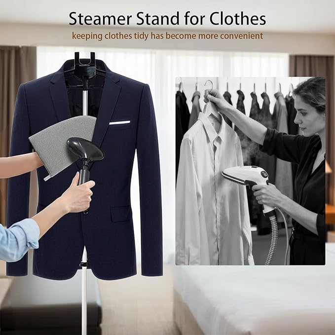 Garment Steamer Stand for Clothes - Garment Hanger for Steaming, Steam Rack for Clothes, Steam Iron with Stand, Including Ironing Gloves, Clothes Rac, Hair Remover ﻿