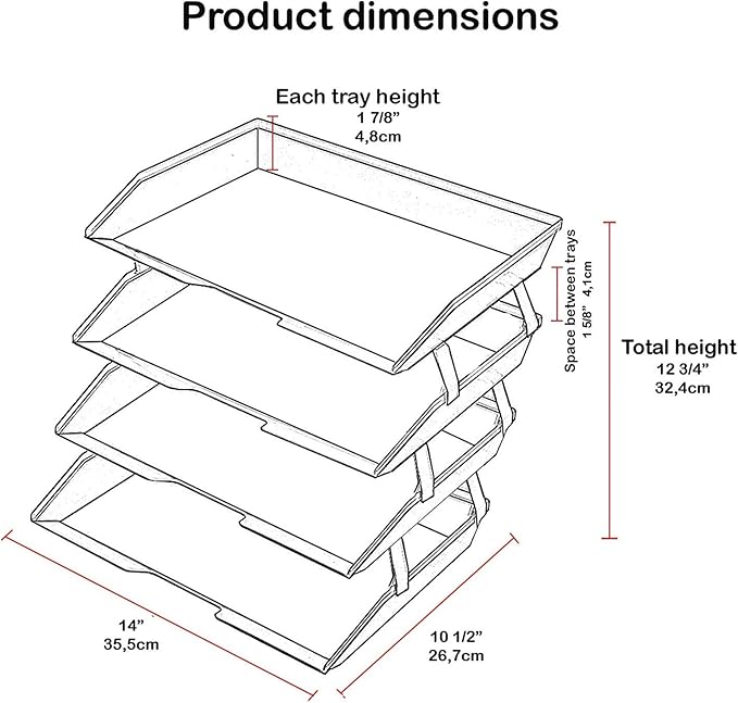 Acrimet Facility 4 Tier Letter Tray, Side Load, Letter Size/A4, Desktop File Organizer, Plastic (Clear Green)