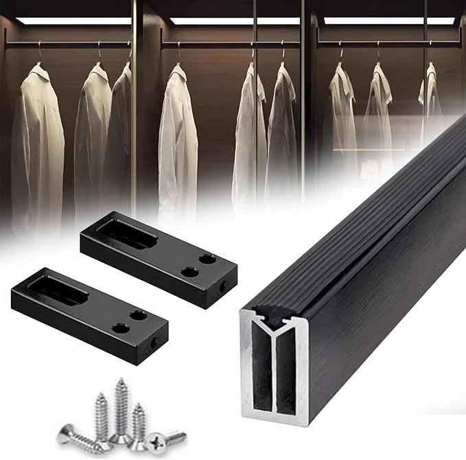 Square Closet Rods-Cuttable, Removable-Heavy Duty Black Wardrobe Rods and Brackets-Commercial, 12 16 18 24 28 30 60 72 In-Suitable for.Laundry.Home.Hotel.Clothing Store (Black,42in)