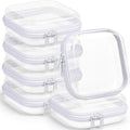 Sanwuta 6 Pcs Clear Hard Zipper Case Hard Plastic Zipper Pouches Transparent Makeup Bag Pencil Pouches for Travel Snacks Christmas Trinket Storage Organizer Box(White,5 x 5 x 2 Inch)