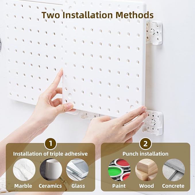 VUSIGN Peg Board Combination Kit, 22"x22" Pegboards and Accessories for Wall Organization with Two Installation Modes, Pegboard Wall Organizer for Office, Home, Desk,White Peg Board