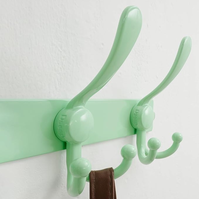 Dseap Coat Rack Wall Mount 2.0 Pro: Heavy Duty 300% Thicker, 16" Stud Mount, Stainless Steel Wall Coat Hooks Hanger for Clothes Jackets Hats Entryway Closet, MaxStrong Series, Green, Pack of 2