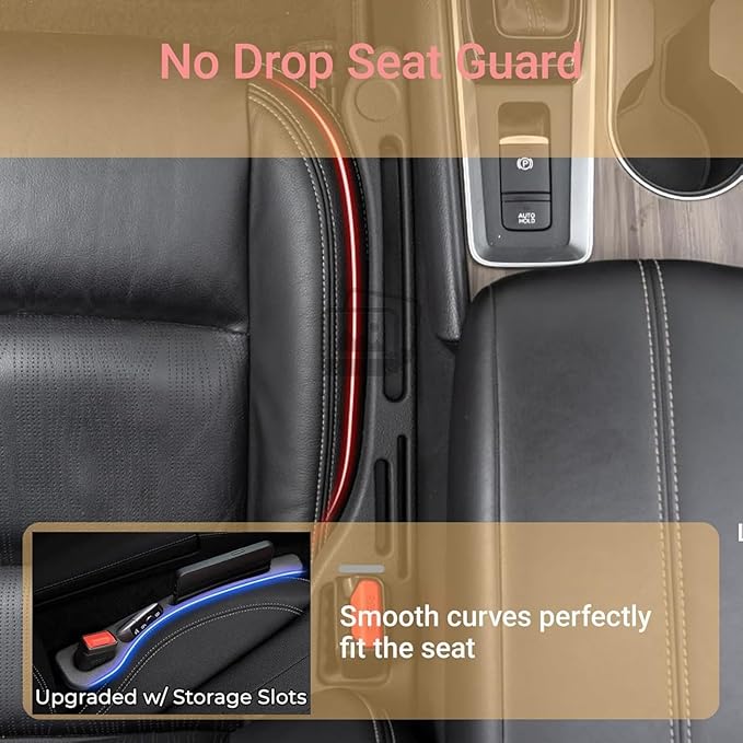 No Drop seat Guard,2025 New Car Seat Side Gap Filler Organizer, Drop Seat Guards for Cars Cards & Tools from Falling, Easy to Install Gap Storage Solution (Beige)