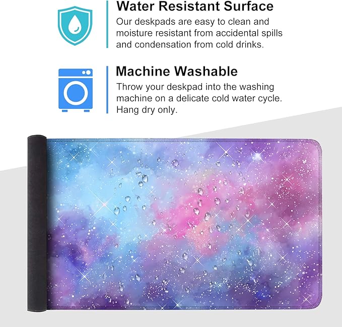 Galaxy Mouse Pad Large, Extended Gaming Desk Mat – 335.43 x 15.75 in – Watercolor Nebula Starry Sky Design, Stitched Edges, Non-Slip Base, Keyboard and Mouse Pad for Office & Home