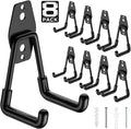 Garage Hooks with Anti-Slip Coating,Heavy Duty Wall Mount Storage Hooks for Hanging Bike,Hose,Ladder,Yard,Garden Tools (8 Pack Black 4.5x2.75 inch)