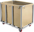 Commercial Laundry Cart with Wheels,400L Large Industrial Laundry Cart,Rolling Laundry Cart with Sturdy Stainless Steel Frame and Oxford Bag for Home Hotel Hospital 440 lbs (Beige)