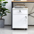 File Cabinet with Lock and Drawer, Mobile Under Desk Storage Cabinet with 360° Swivel Wheels, Wooden Filing Cabinet File Organizer for Legal/Letter/A4 Documents, Home Office Filing Cart (White)