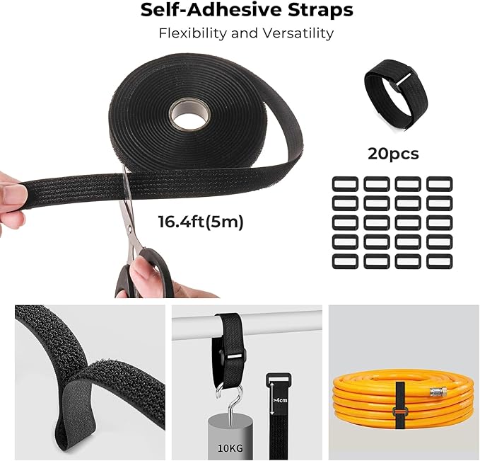 98 Pcs Cable Management Kit, Prevents Cables from Tangling Cable Straps, Cord Management, Wire Organizer for Computer/PC/Desk/Under Desk/Home/Office/Gaming Room