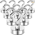 MIKEDE Magnetic Hooks Heavy Duty, 30Lbs Neodymium Magnets with Hooks for Refrigerator, 10Pcs Strong Cruise Hooks for Hanging, Magnetic Hanger for Grill, Toolbox, Storage