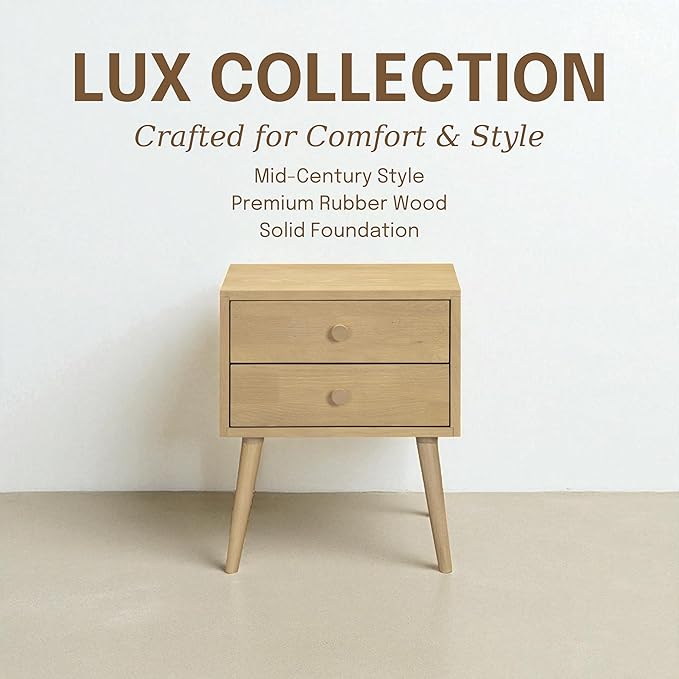NTC Lux Nightstand with 2 Drawers, Featuring Adaptable Design, 150 lbs Load Capacity, Water-Resistant, Elevate Your Space, Easy Assembly - Sand
