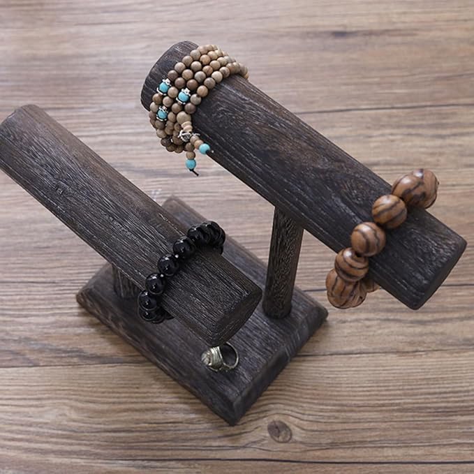 Solid Wood Scrunchie Holder Hair Tie Organizer Stand Vintage Jewelry Display Rack for Women Teen with Headband Storage
