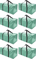 Extra Large Moving Bags with Zippers & Carrying Handles, Heavy-Duty Storage Tote for Space Saving Moving Storage, Fold Flat, Alternative to Box and Bin - 8 Pack, 40 Gal, Teal