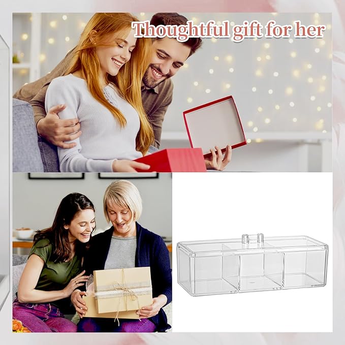 Hair Accessories Organizer for Girls, Clear Acrylic Hair Tie Organizer, or Headband, bows，Cute Small Stackable Storage Drawer Container Caddy Box for Bathroom Vanity Countertop 2PCS