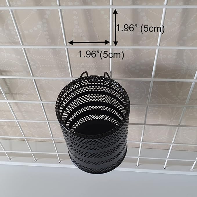 Metal Hook Wall Mounted Pen Pencil Holder, Office Desk Organizer with Hook for Hanging on Wire Mesh Wall Grid Panel (Black, Mid)
