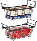 iSPECLE Freezer Organizer Bins - Fit 7 Cu.Ft Chest Freezer, Expand from 15.8" to 18.1" (L) Deep Freezer Organizer Bins, 2 Pack Small Hanging Freezer Baskets for Chest Freezer, Black