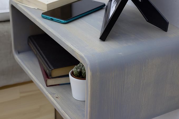 Floating Nightstand Wooden, Bedside Table, Nightstand Shelf, Handmade, Wall Mounted Bedside Shelf, Minimalist and Unique Style (Istanbul)