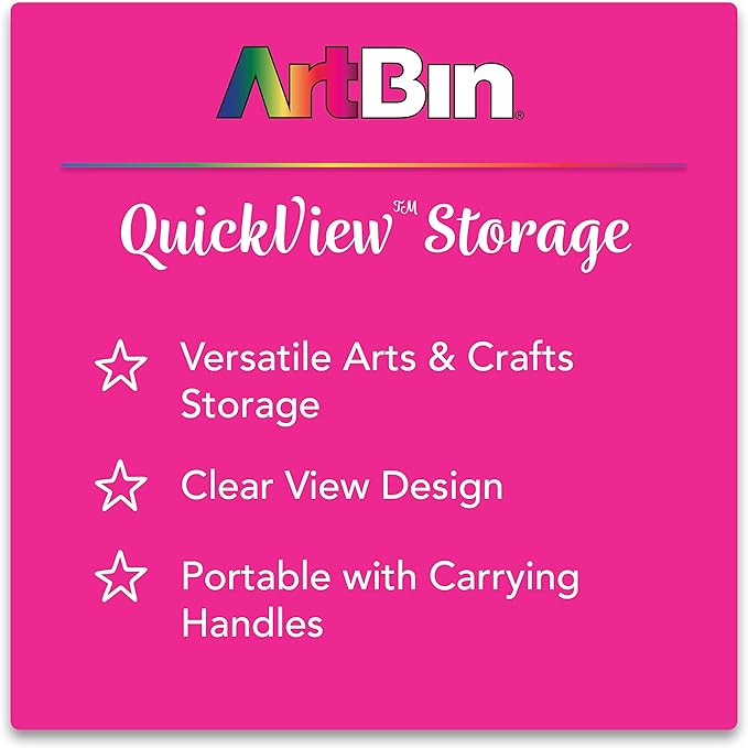 ArtBin 6962AB Quick View Deep Base Carrying Case with Removable Dividers and Tray, Portable Art & Craft Storage Box, 15", Clear