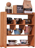 Coffee Cup Holder for Countertop Walnut Wood Coffee Mugs Holder for Kitchen Mug Display Rack (4-Tier wood B)