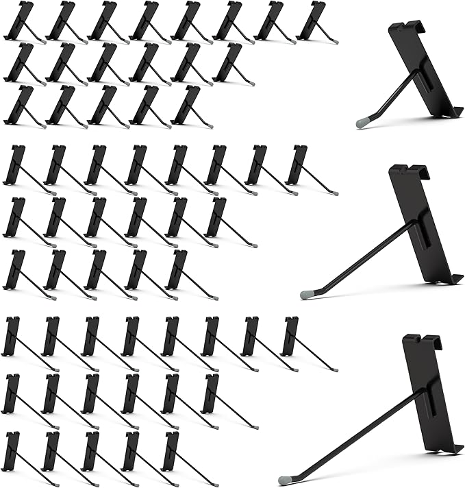 HUHOLE Black Gridwall Hooks 2 Inch, 4 Inch, 6 Inch, 60PC Heavy Duty Grid Wall Accessory, Durable Grid Wall Hook Solution for Tool Organization, Garagre, Retail Display, Hooks for Gridwall Panel