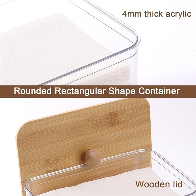 Tbestmax Acrylic Dryer Sheet Holder Container for Laundry Room Dryer Sheet Dispenser with Bamboo Lid