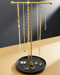 VROOMIUM Necklace Holder Stand - 6in Ceramic Base X 1ft Height, Aesthetic Decor for Bedroom, Jewelry Organizer for Necklace, Bracelets, Rings, Exhibidor de Collares- Mysterious Black