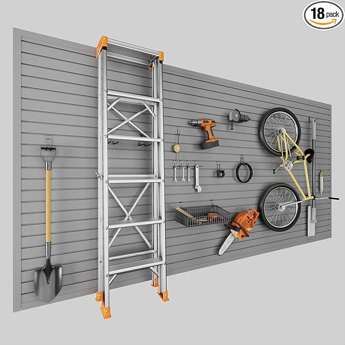 4 x 8 FT Slatwall Panel Garage Wall Organizer, Heavy Duty Slat Wall Paneling Sheets, Interlocking PVC Panels, Garage Slatwall for Tool Organization Mounted Storage Systems