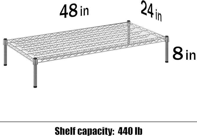 24" Deep x 48" Wide x 8" Height Wire Shelving Kit | 1-Tier | NSF Commercial Storage Rack Unit