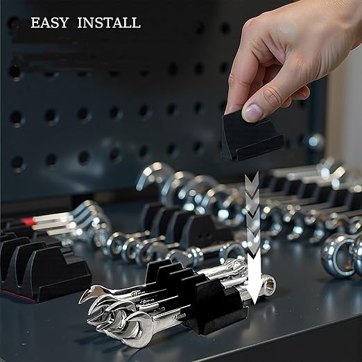 92 Pack Magnetic Wrench Organizers for Toolbox Drawers - Heavy Duty Modular Wrench Rack with Metric & SAE Labels - Wrench Holders Organizers for Professional Tool Storage (Black)