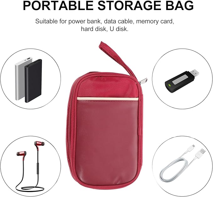 Travel Cord Organizer Pouch Accessories Storage Case for Charger Cables Earphones with Smooth Zip Closure Compact Travel Tech Essential for Women