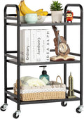 HDANI 3 Tier Rolling Cart Shelves,Heavy Duty Multifunctional Metal Frame-Supports 22 Lbs Per Tier,Rolling Cart with 2 Lockable Wheels for Home,Office,Kitchen,Bathroom,Bedroom,Black