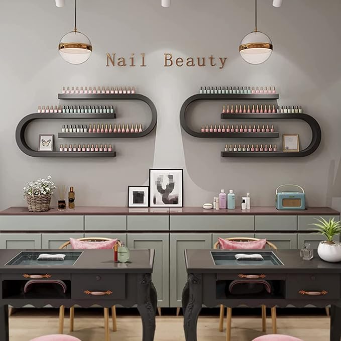 Wall Mounted Shelf Nail Polish Bottle Display Rack, U-Shaped Essential Oil Perfume Storage Rack, Multifunctional Hanging Salon/Beauty/Nail Shop Organizer Perfume Holder