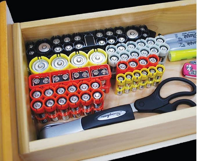 Storacell by Powerpax Slimline AAA Battery Storage Caddy, Orange, Holds 4 Batteries (Not Included)