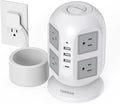 Tower Surge Protector Power Strip 15 ft, TESSAN Long Flat Extension Cord with Multiple Outlets, 8 AC Outlets with 4 USB Ports (1 USB C), Charging Station with Surge Protection, for Home Office Dorm