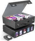 ZLCA Trading Card Storage Box 5-Row with Handle, MTG Storage Box Holds 3900+ Cards with Commander Display, Top Loaders Organizer Case for TCG PTCG Sport Card(Black)