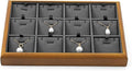 Oirlv Solid Wood 12 Grid Liner Pendant Jewelry Organizer Tray Jewelry Drawer Organizer(Grey)