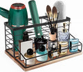 Hair Tool Organizer, Movable Hair Dryer Holder, Hair Styling Tools Storage for Vanity, Bath Counter Organizer, Bathroom Trays for Hair Toiletry, Makeup (12" x 7.7" x 5.8", Wood-Black)