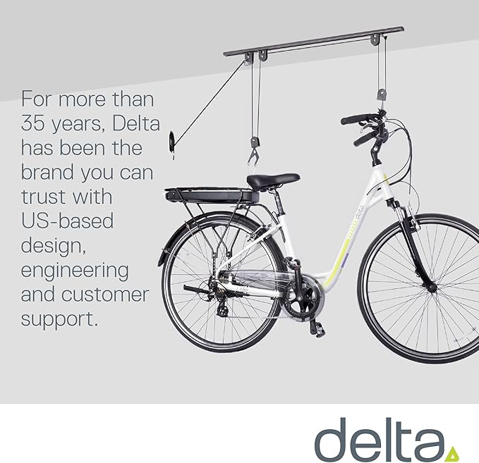 Bike Hoist- Heavy Duty for Space Saving - Road, Commuter & Mountain Bikes, Holds Kayaks & Ladders - No-Hassle Installation for Quick & Easy Access